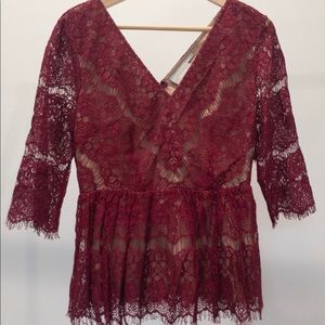 Anthropologie Lace Peplum Blouse